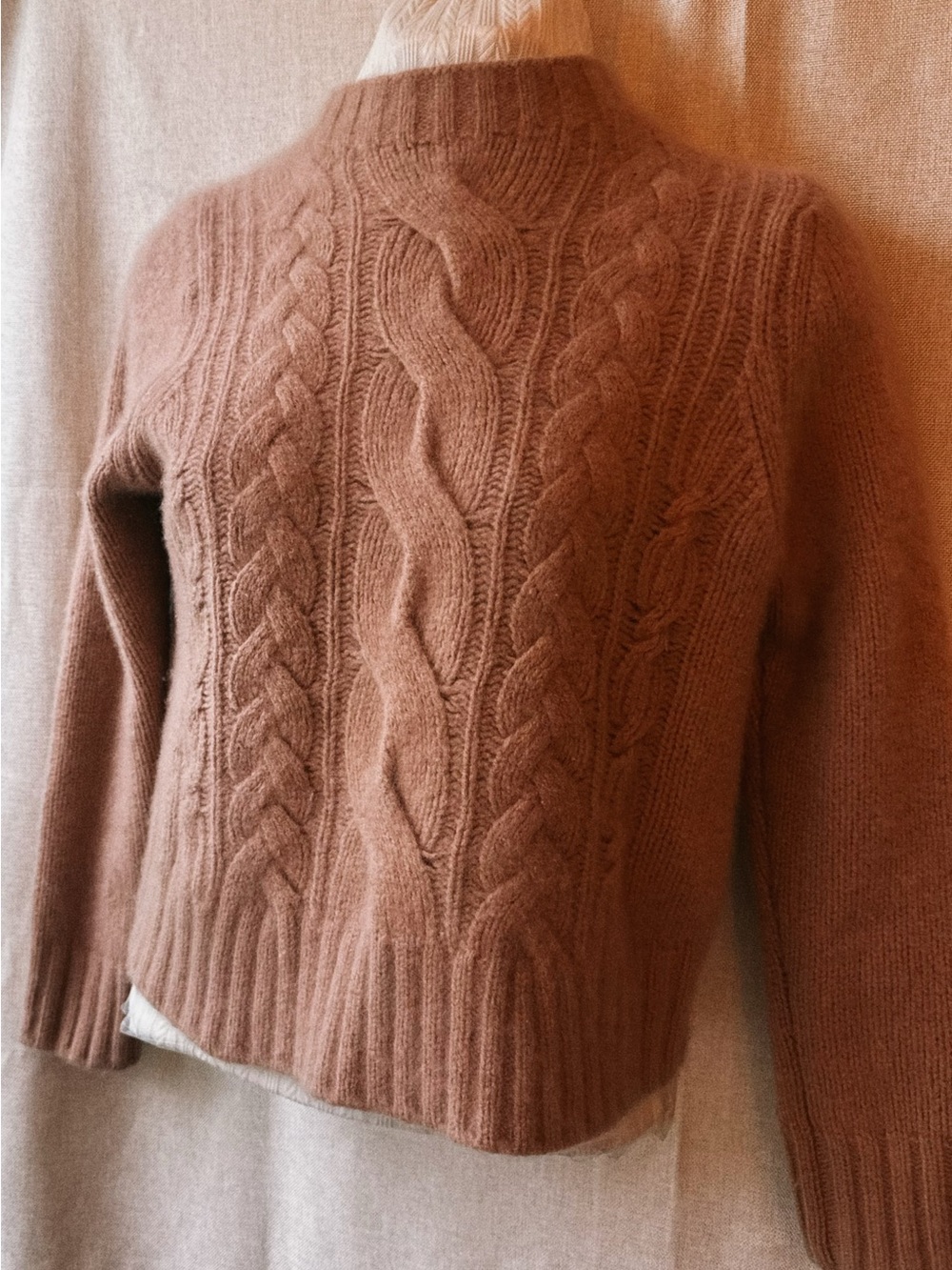 🌸🤍 Vince • Rosewood Cloud • Dusty Blush Pink • Fuzzy Cable Knit Mock Neck